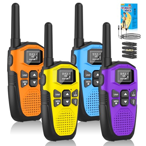 Walkie Talkie 4er Set,NXGKET Walkie Talkie Aufladbar für Erwachsene Kinder Funkgeräte,Große Reichweite 5km Walki Talki mit Li-ion Akku,Walkie Talkies VOX Taschenlampe für Freien, Camping, Wandern von NXGKET