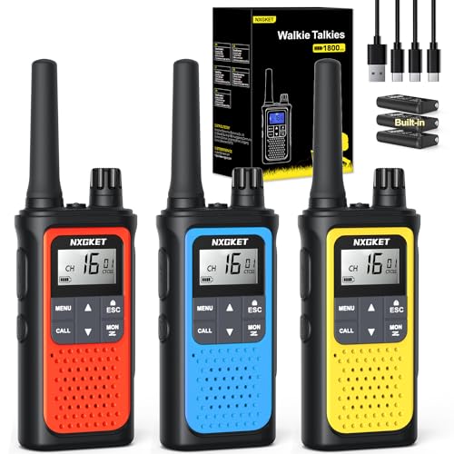 Walkie Talkie Kinder 3er Set,NXGKET Walky Talky Erwachsene Aufladbar mit Akku,Walki Talki 5km Reichweite Spielzeug für MäDchen Jungen Ab 3 5 8 Jahre,16 KanäLe Funkgeräte mit Taschenlampe für Camping Walkie Talkie Kinder 3er Set,NXGKET Walky Talky Erwachsene Aufladbar mit Akku,Walki Talki 5km Reichweite Spielzeug für MäDchen Jungen Ab 3 5 8 Jahre,16 KanäLe Funkgeräte mit Taschenlampe für Camping von NXGKET