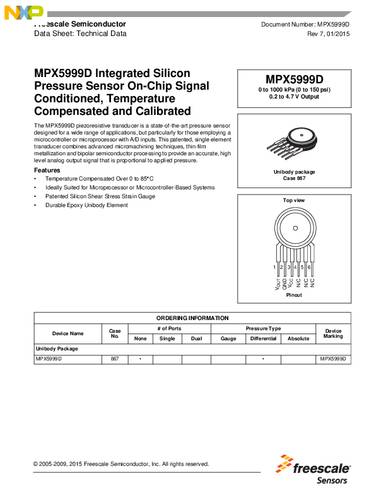 NXP Semiconductors MPX5999D Drucksensor 1 St. 0 kPa bis 1000 kPa THT Tray von NXP Semiconductors