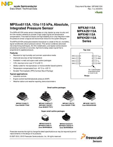 NXP Semiconductors MPXA6115AC6U Drucksensor 1 St. 15 kPa bis 115 kPa SMD, SMT Tube von NXP Semiconductors