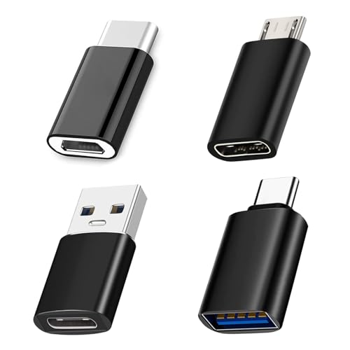 NXPUXP USB C Adapter 4 Stück,USB C Zu USB Adapter,USB Auf USB C Adapter,Kompatibel Mit Handy Pc,Laptop(Schwarz) von NXPUXP