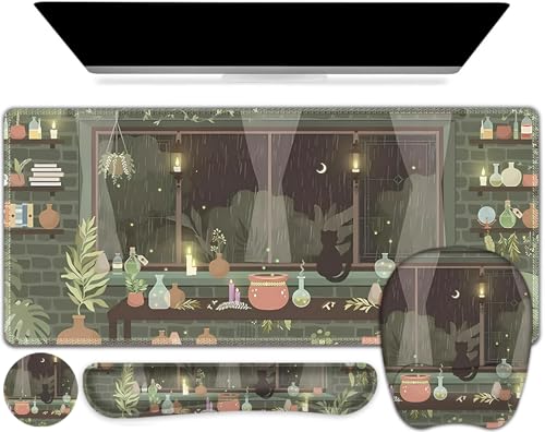 Aesthetics Großes Mauspad mit Handgelenkstütze, 4-in-1-Set, XXL Big Game Mousepad + Tastatur-Handgelenkauflage + Maus-Handgelenkauflage + Untersetzer Gaming-Matte für Home Office Computer I Grüne Aesthetics Großes Mauspad mit Handgelenkstütze, 4-in-1-Set, XXL Big Game Mousepad + Tastatur-Handgelenkauflage + Maus-Handgelenkauflage + Untersetzer Gaming-Matte für Home Office Computer I Grüne von NXZGO