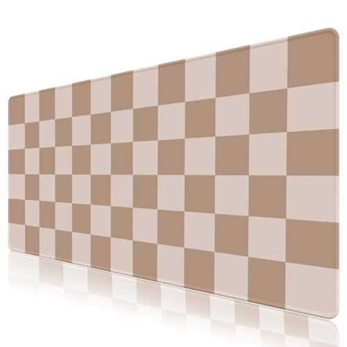 Big Desk Pad Mauspad, großes Gaming-Mauspad mit genähten Kanten, rutschfeste, wasserdichte Gummiunterseite, Mauspad für Büro, Computer, Tastatur, Laptop, Heimdekoration (35,4 x 17,5 cm), Milchteebraun von NXZGO
