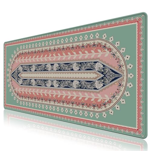 Geen Rug Schreibtischunterlage, Retro, großes Blumenmuster, Schreibtischunterlage für den Schreibtisch, niedliches XXL-Mauspad, rutschfestes Mauspad mit genähten Kanten, Tastatur-Pad, Mauspad für Geen Rug Schreibtischunterlage, Retro, großes Blumenmuster, Schreibtischunterlage für den Schreibtisch, niedliches XXL-Mauspad, rutschfestes Mauspad mit genähten Kanten, Tastatur-Pad, Mauspad für von NXZGO