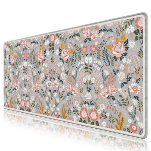 Großes Mauspad, rosa / orange mit Blumenmuster, Schreibtischunterlage für den Schreibtisch, Schreibtischunterlage für Damen, großes XXL-Mauspad für den Schreibtisch, rutschfestes Mauspad mit genähten Großes Mauspad, rosa / orange mit Blumenmuster, Schreibtischunterlage für den Schreibtisch, Schreibtischunterlage für Damen, großes XXL-Mauspad für den Schreibtisch, rutschfestes Mauspad mit genähten von NXZGO