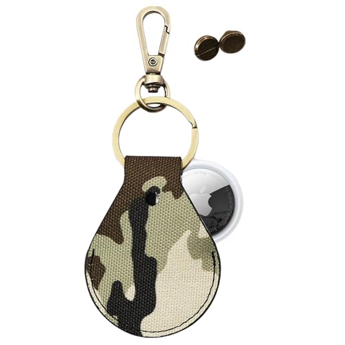 NEYYOS® - Airtag Anhänger aus Leder, Air Tag Keyring Abdeckung, Hülle Tragbar & Schlüsselanhänger, Schutzhülle Kompatibel Airtags, Keychain Halter Case, Echtleder Locator Schlusselring (Camo B) von NY NEYYOS