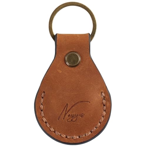 NEYYOS® - Airtag Anhänger aus Leder, Air Tag Keyring Abdeckung, Hülle Tragbar & Schlüsselanhänger, Schutzhülle Kompatibel Airtags, Keychain Halter Case, Echtleder Locator Schlusselring (Braun) von NY NEYYOS