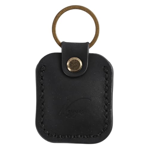 NEYYOS® - Airtag Anhänger aus Leder, Air Tag Keyring Abdeckung, Hülle Tragbar & Schlüsselanhänger, Schutzhülle Kompatibel Airtags, Keychain Halter Case, Echtleder Locator Schlusselring (Schwarz A) von NY NEYYOS