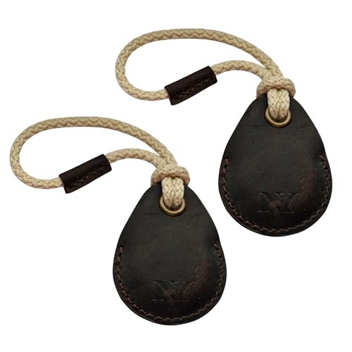 NEYYOS - Airtag Anhänger aus Echtem Leder, Air Tag Tracker, Hülle Tragbar & Schlüsselanhänger, Schutzhülle Schlüsselfinder, Holder, Keychain Halter Case ([2er Pack Kaffee], A) von NY NEYYOS