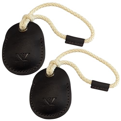 NEYYOS - Airtag Anhänger aus Echtem Leder, Air Tag Tracker, Hülle Tragbar & Schlüsselanhänger, Schutzhülle Schlüsselfinder, Holder, Keychain Halter Case ([2er Pack Kaffee], B) von NY NEYYOS