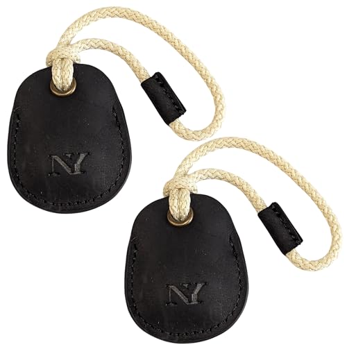 NEYYOS - Airtag Anhänger aus Echtem Leder, Air Tag Tracker, Hülle Tragbar & Schlüsselanhänger, Schutzhülle Schlüsselfinder, Holder, Keychain Halter Case ([2er Pack Schwarz], B) von NY NEYYOS