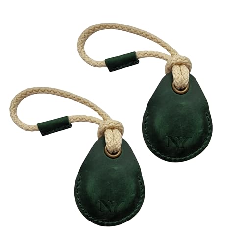 NEYYOS - Airtag Anhänger aus Echtem Leder, Air Tag Tracker, Hülle Tragbar & Schlüsselanhänger, Schutzhülle Schlüsselfinder, Holder, Keychain Halter Case für Schlusselbund ([2er Pack Grün], A) von NY NEYYOS