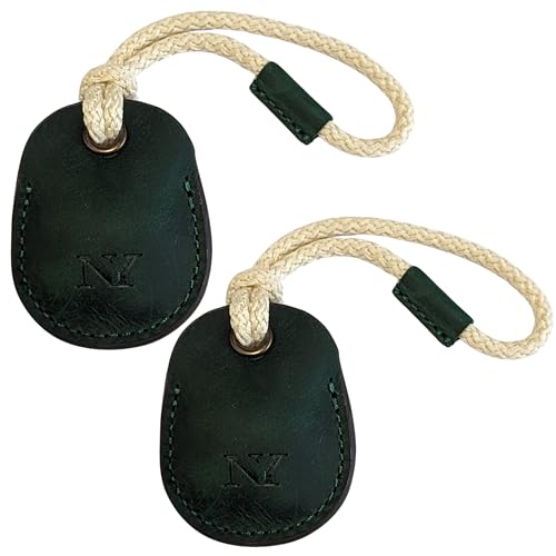 NEYYOS - Airtag Anhänger aus Echtem Leder, Air Tag Tracker, Hülle Tragbar & Schlüsselanhänger, Schutzhülle Schlüsselfinder, Holder, Keychain Halter Case für Schlusselbund ([2er Pack Grün], B) von NY NEYYOS