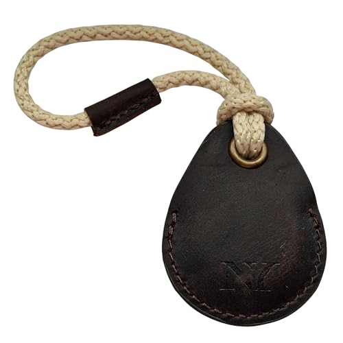 NEYYOS - Airtag Anhänger aus Echtem Leder, Air Tag Tracker, Hülle Tragbar & Schlüsselanhänger, Schutzhülle Schlüsselfinder, Holder, Keychain Halter Case für Schlusselbund (Kaffee, A) von NY NEYYOS