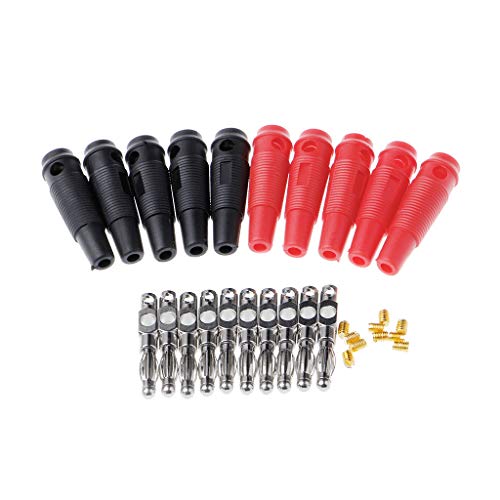 NYCEMAKEUP 10 Stück 4 Mm Lötfreie Seitlich Stapelbare Bananenstecker Bananenkabel Anschluss Stecker Schraube Lötzinn Lautsprecher Eimer Adapter Buchse Kabel Pigtail Kabel Schottplatte Buchse Router von NYCEMAKEUP