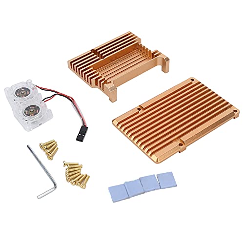 Aluminiumlegierung Kühlkoffer Wärmeissipation Gehäuse mit Lüfter 4 B Modell (Gold) von NYSUZHOUJI
