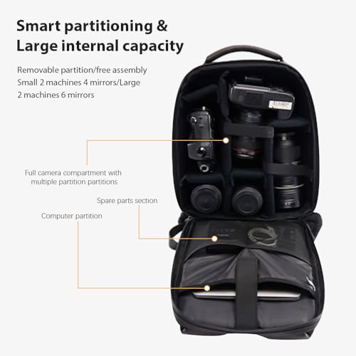 Cwatcun D97 Wasser verhindern Fotografie -Beutel -Rucksack mit ausreichend Lagerkapazität für DSLR -Kameras 15,6 Zoll Laptop Schwarz von NYSUZHOUJI