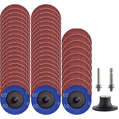 50Pcs Quick Change Discs set 60 GRITS 2 Zoll A/O Sanding Discs mit 1/4"Holder for Die Grinder Surface Prep Strip Grind polnischer Finish Burr Rust Paint Removal Surface Conditioning Discs von NYXCL