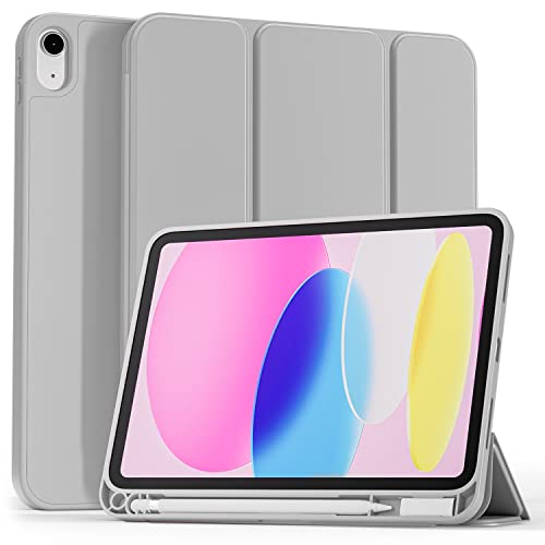 iPad 10. Generation Hülle 10,9 Zoll 2022 mit Stifthalter, schmaler, dreifach Faltbarer Ständer Smart Case mit weicher TPU-Rückseite, automatisches Wake/Sleep von NZBZ