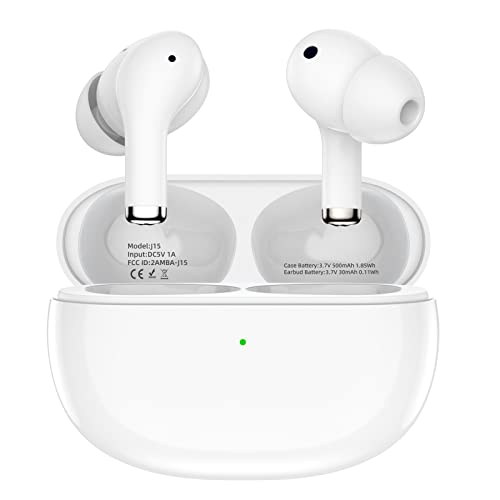 Bluetooth Kopfhörer,In Ear Kopfhörer Kabellos Bluetooth 5.3 mit 4 Mic,IP8 Wasserdicht Ohrhörer,ENC Lärmreduzierung,Touch Control,HiFi Stereo Ohrhörer für iPhone/Samsung/Android,Wireless Earbuds (Weiß von NZKEEYZI