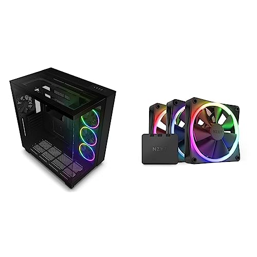 Bundle mit NZXT H9 Elite PC Gaming Gehäuse - Airflow Mesh Front - Extra GPU Lüfter - USB C & NZXT F120 RGB Dreierpackung – 3x120 mm RGB-Lüfter – 18 LEDs – Halbtransparente Lüfterblätter – Schwarz Bundle mit NZXT H9 Elite PC Gaming Gehäuse - Airflow Mesh Front - Extra GPU Lüfter - USB C & NZXT F120 RGB Dreierpackung – 3x120 mm RGB-Lüfter – 18 LEDs – Halbtransparente Lüfterblätter – Schwarz von NZXT