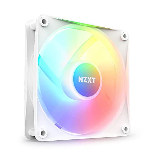 NZXT F120 RGB Core – 120 mm nabenmontierter RGB-Lüfter – 8 einzeln ansteuerbare LEDs – Halbtransparente Lüfterblätter – Hydrodynamisches Gleitlager – PWM-Steuerung – CAM-Software – Weiß von NZXT