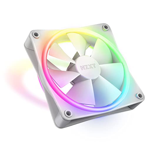 NZXT F120 RGB Duo - 120mm doppelseitiger RGB-Lüfter – 20 einzeln adressierbare LEDs – ausgeglichener Airflow und statischer Druck – Fluiddynamisches Lager – PWM-Steuerung – Weiß von NZXT