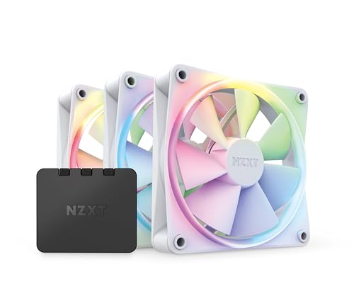 NZXT F120-RGB-Lüfter — RF-R12TF-W1 — Erweiterte Anpassung der RGB-Beleuchtung — Flüsterleise Kühlung — Dreifach (RGB-Lüfter und Controller IM LIEFERUMFANG ENTHALTEN) — 120-mm-Lüfter — Weiß von NZXT