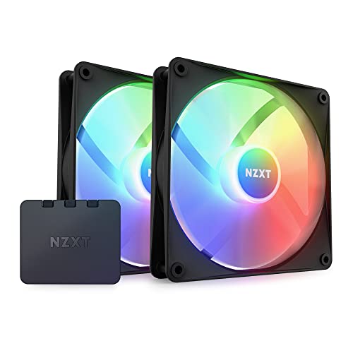 NZXT F140 RGB Core Doppelpackung – 2 × 140 mm nabenmontierte RGB-Lüfter mit RGB-Steuerung – 8 einzeln ansteuerbare LEDs – Halbtransparente Lüfterblätter – PWM-Steuerung – CAM-Software – Schwarz NZXT F140 RGB Core Doppelpackung – 2 × 140 mm nabenmontierte RGB-Lüfter mit RGB-Steuerung – 8 einzeln ansteuerbare LEDs – Halbtransparente Lüfterblätter – PWM-Steuerung – CAM-Software – Schwarz von NZXT