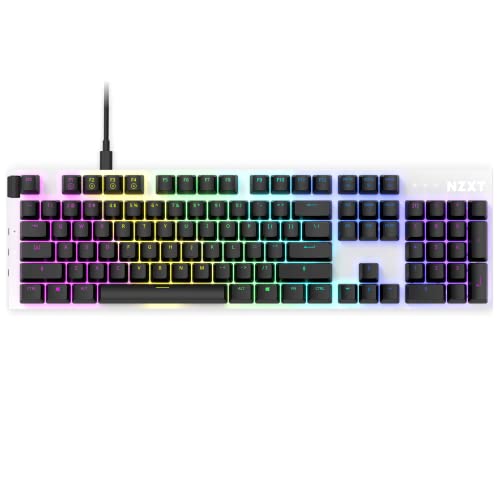 NZXT Function 2022 Mechanische PC Gaming Tastatur - beleuchtet - lineare RGB Schalter - MX kompatible Schalter - Hot Swap - robustes Aluminium Cover - Mechanical Gaming Keyboard | DE (QWERTZ) Weiß von NZXT