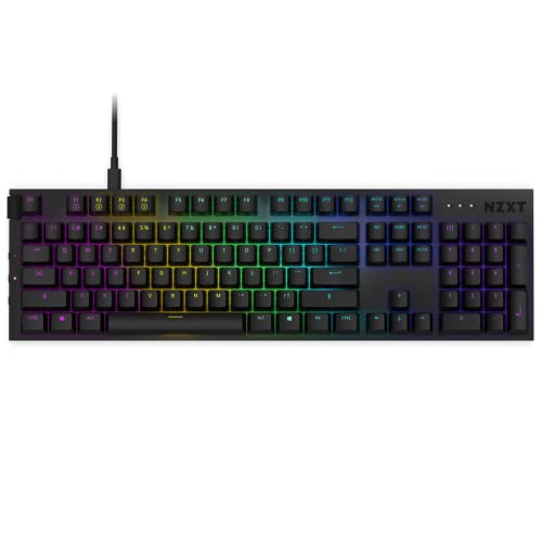 NZXT Function Mechanische PC Gaming Tastatur - beleuchtet - lineare RGB Schalter - MX kompatible Schalter - Hot Swap - robustes Aluminium Cover - Mechanical Gaming Keyboard | EN (QWERTY) Schwarz von NZXT