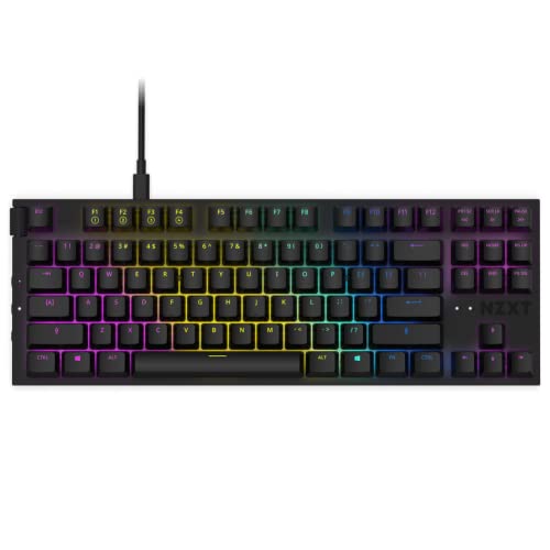 NZXT Function TKL 2022 Mechanische PC Gaming Tastatur - beleuchtet - lineare RGB Schalter - MX kompatible Schalter - Hot Swap - Aluminium Cover - Mechanical Gaming Keyboard | DE (QWERTZ) Schwarz von NZXT