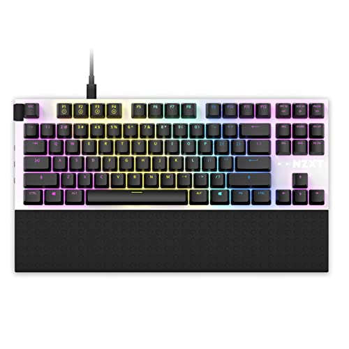 NZXT Function TKL 2022 Mechanische PC Gaming Tastatur - beleuchtet - lineare RGB Schalter - MX kompatible Schalter - Hot Swap - Aluminium Cover - Mechanical Gaming Keyboard | DE (QWERTZ) Weiß von NZXT