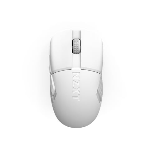 NZXT Gamingmaus Lift Elite Wireless – Ultraleicht: 57 g – Abfragerate 4K / 8K, optische Schalter, optischer Sensor mit 26K DPI – Lange Akkulaufzeit – Seitengriffflächen aus Gummi – Weiß von NZXT