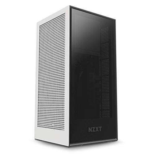 NZXT H1 - ITX-Gehäuse mit kleinem Formfaktor - Zweikammer-Luftstrom - Getönte Frontplatte aus gehärtetem Glas - Integriertes 650-W-Netzteil mit 80+ Gold, 140-mm-AIO-Wasserkühler - Weiß von NZXT