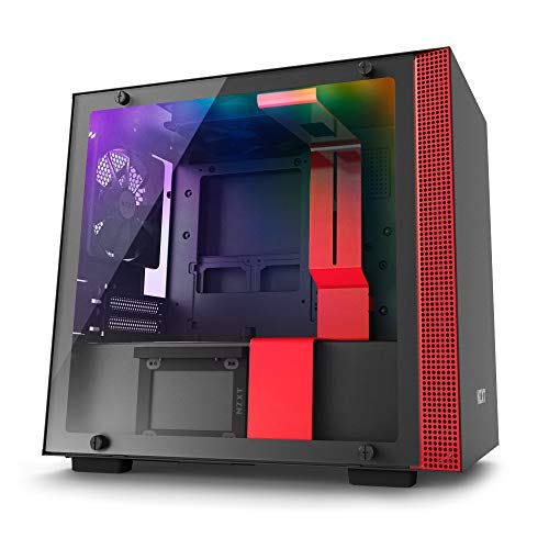 NZXT H200i - Mini-ITX-Gehäuse für Gaming-PCs - Smart Device mit CAM-Unterstützung - Hartglasfenster - Bereit für Wasserkühlungen - Schwarz/Rot - 2018 Version von NZXT