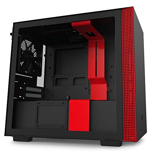 NZXT H210, Mini-ITX PC Gaming Case, Front I/O USB Type-C Port, Tempered Glass Side Panel, Cable Management System, Water-Cooling Ready, Radiator Bracket, Steel Construction, Black/Red von NZXT