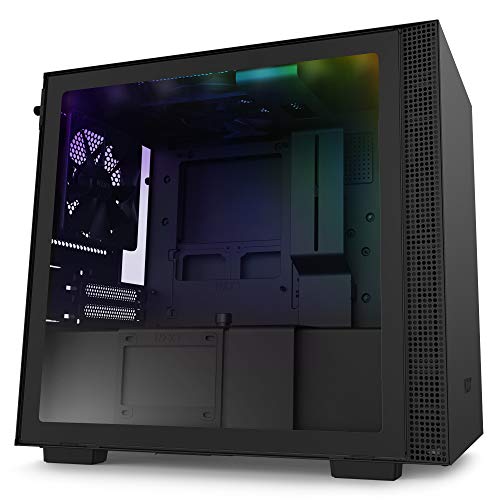 NZXT H210i, Mini-ITX PC Gaming Case, Front I/O USB Type-C Port, Tempered Glass Side Panel Cable Management, Water-Cooling Ready, Integrated RGB Lighting, Steel Construction, Black von NZXT
