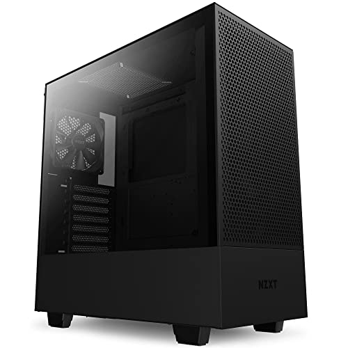 NZXT H5 Flow - CC-H51FB-01 - Premium ATX Mid-Tower PC Gaming Gehäuse - Airflow Mesh Front - Seitenteil aus gehärtetem Glas - Extra GPU Lüfter - Wasserkühlung Ready - USB C - Schwarz von NZXT