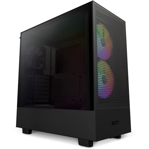 NZXT H5 Flow RGB - CC-H51FB-R1 - ATX Mid-Tower Gaming PC-Gehäuse - USB-C Port - Mesh Front- & Tempered Glass Seitenteil - 2X F-Series 140mm Core RGB Fans inklusive - Wasserkühlung Ready - Schwarz von NZXT