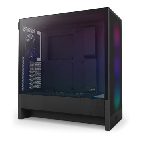 NZXT H5 Flow RGB 2024 Kompaktes ATX-Mid-Tower PC-Gaming-Gehäuse, hoher Luftstrom, F360 RGB-Kern (CV) inkl., 360-mm-Front & 240-mm-Top-Radiator-Unterstützung, gehärtetes Glas, Schwarz von NZXT
