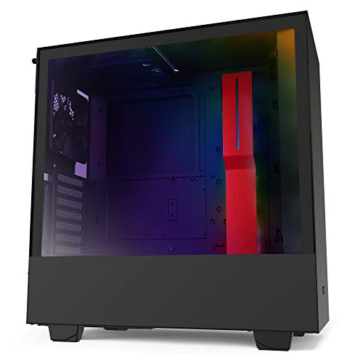 NZXT H510i - Compact ATX Mid-Tower PC Gaming Case - Front I/O USB Type-C Port - Vertical GPU Mount - Tempered Glass Side Panel - Integrated RGB Lighting- Water-Cooling Ready - Black/Red von NZXT