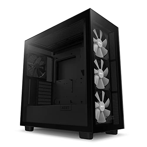 NZXT H7 Elite 2023 - CM-H71EB-02 - ATX Mid-Tower Gaming PC-Gehäuse - USB-C Port - Tempered Glass Front- & Seitenteil - 3X F-Series 140mm Core RGB Fans inklusive - Für Wasserkühlung Ready - Schwarz von NZXT