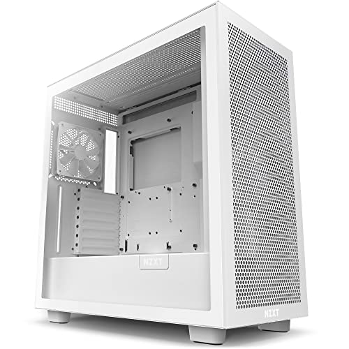 NZXT H7 Flow - CM-H71FW-01 - ATX Mid-Tower Gaming PC-Gehäuse - Front USB-C Port - Mesh Front- & Tempered Glass Seitenteil - Für Wasserkühlung ready - Weiß von NZXT