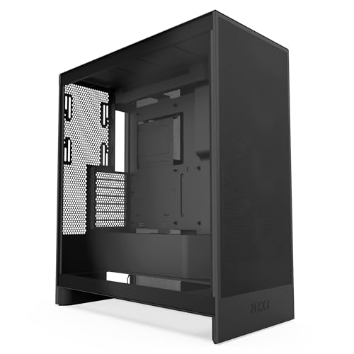 NZXT H7 Flow | Mid-Tower-ATX-Airflow-Gehäuse | Bis zu 3 x 120-mm-Lüfter im Boden zur direkten GPU-Kühlung | 3 x 120-mm-Frontlüfter | 420-mm-Kühler-Trägerplatte vorn | Schwarz von NZXT