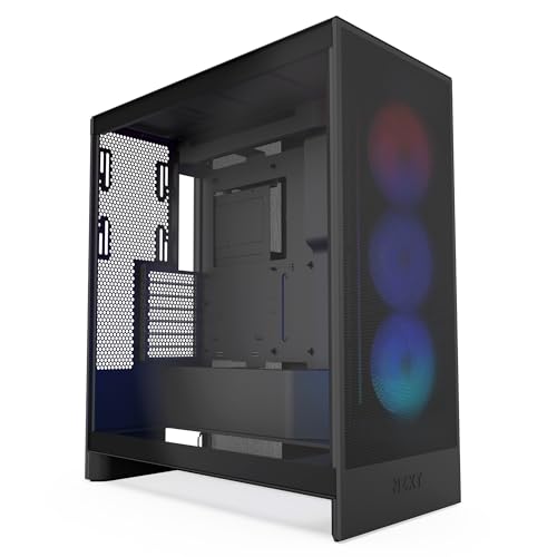 NZXT H7 Flow RGB | Mid-Tower-ATX-Airflow-Gehäuse mit RGB-Lüftern | Unterstützt Lüfter im Boden zur direkten GPU-Kühlung | 360 mm RGB-Single-Frame-Lüfter | Schwarz NZXT H7 Flow RGB | Mid-Tower-ATX-Airflow-Gehäuse mit RGB-Lüftern | Unterstützt Lüfter im Boden zur direkten GPU-Kühlung | 360 mm RGB-Single-Frame-Lüfter | Schwarz von NZXT