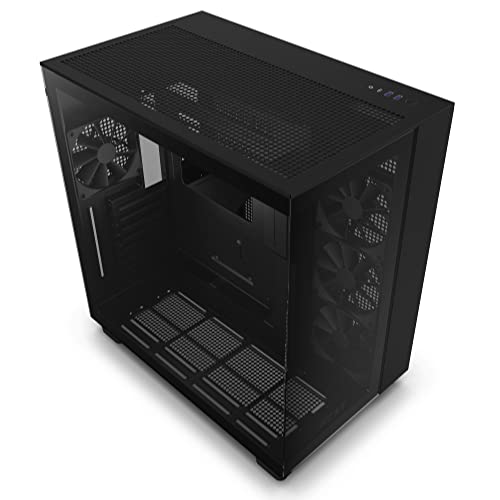 NZXT H9 Flow - CM-H91FB-01- Dual-Chamber ATX Mid-Tower PC-Gaming-Gehäuse - High-Airflow-perforiertes Top-Panel - Front- und Seitenteile aus gehärtetem Glas - 360mm Radiator Unterstützung - Schwarz NZXT H9 Flow - CM-H91FB-01- Dual-Chamber ATX Mid-Tower PC-Gaming-Gehäuse - High-Airflow-perforiertes Top-Panel - Front- und Seitenteile aus gehärtetem Glas - 360mm Radiator Unterstützung - Schwarz von NZXT
