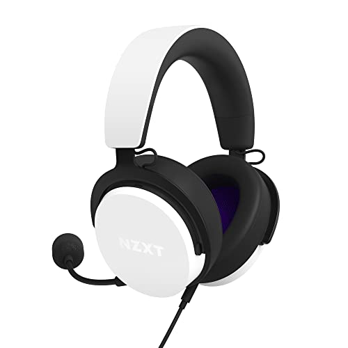 NZXT Kabelgebundenes PC-Gaming Relay-Headset – AP-WCB40-W2 - Hi-Res-Audio-zertifiziert – DTS Headphone:X Surround-Sound – Leichtes und komfortables Design – Abnehmbares Mikrofon – Weiß von NZXT