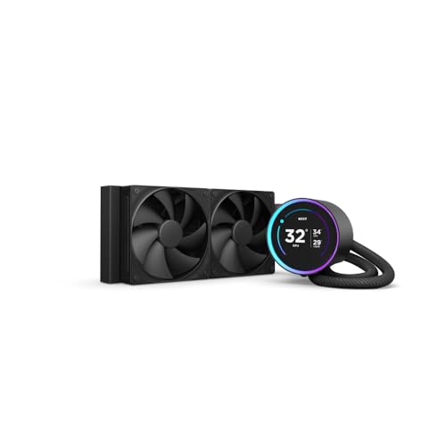 NZXT Kraken Elite 240 - AIO CPU-Flüssigkeitskühler - 240mm Radiator - 2 x F120P Lüfter - Anpassbares 2,72“ IPS LCD - NZXT Turbine Pump - Intel LGA 1700, 1200/115X, 1851 - AMD AM5, AM4 - Schwarz von NZXT