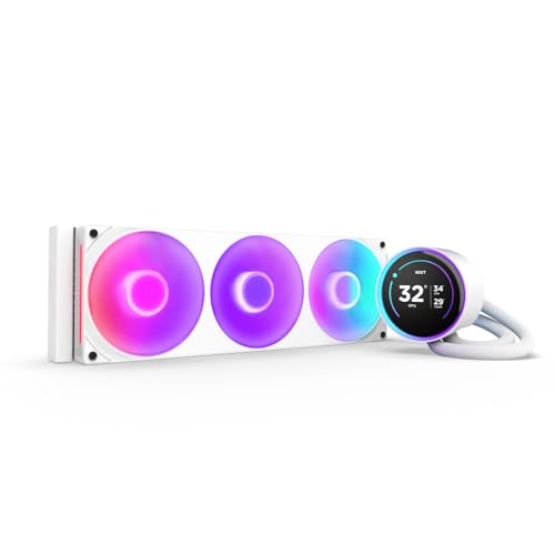 NZXT Kraken Elite 360 RGB - AIO CPU-Flüssigkeitskühler - 360-mm-Radiator - F360 RGB Core-Lüfter - Anpassbares 2,72"-IPS LCD - Turbine Pump - Intel LGA 1700, 1200/115X, 1851 - AMD AM5, AM4 - Weiß von NZXT